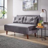 Home Source Double Sofa Bed Folding Chair Velvet Wooden Legs Two Pillow Home in Grey