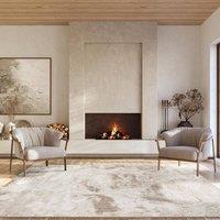 Desire Rugs Elysium Modern Abstract Living Room Area Rug Metallic Sheen- Nebula in Light Beige | Size: 60 cm x 220 cm