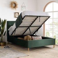 Birlea Velvet Fabric Ottoman Bed Frame Storage Loxley in Green | Size: Double