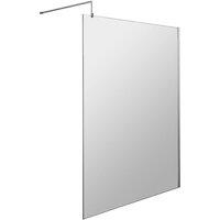 Balterley 8mm Wetroom Screen & Support Bar: 1400mm x 1850mm, Chrome in Silver