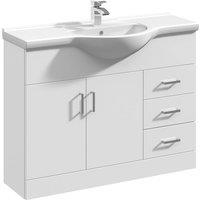 Balterley 2 Door 3 Drawer Bathroom Vanity Basin Unit with Round Basin in White