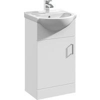 Balterley 1 Door Bathroom Vanity Basin Unit with Round Basin Gloss White 450mm