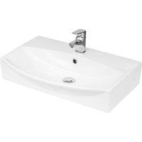 Balterley Bathroom Wall Hung Vessel Basin, Soft Square Design, White, 600 mm in White