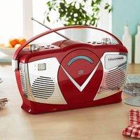 Bergstrom Retro Reverb CD Radio Boombox, AM/FM, USB MP3 Playback in Red
