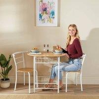 Eldo 3-Piece Compact Dining Set with Cream Chairs & Wood-Effect Table Top