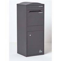 Homescapes Smart Parcel Box Large Curved Top Front Access Secure Delivery Box in Grey