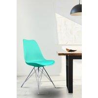 Fusion Living Soho Plastic Dining Chair with Chrome Metal Legs in Aqua