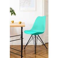 Fusion Living Soho Plastic Dining Chair with Black Metal Legs in Aqua