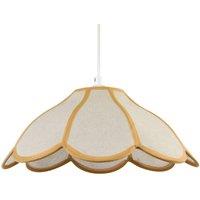 Happy Homewares Classic Natural Linen Pendant Ceiling Shade with Taupe Cotton Trim in Beige