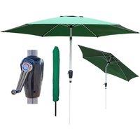 Glamhaus Green Garden Table Tilting Parasol Crank Waterproof Umbrella 2.7M