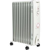 MYLEK Electric Oil Filled Portable Radiator 24 Hour Timer & Thermostat 2.5kW in White