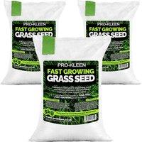 ProKleen Fast Growing Grass Seed 3x 5Kg Covers Up to 900m2 in Green