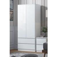 FWStyle Stora 2 Door 2 Drawer Wardrobe White Gloss (H) 180.5 (W) 80 (D) 50cm