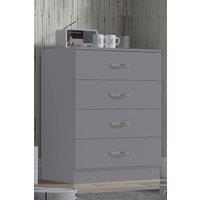 FWStyle 4 Drawer Chest Of Drawers Matt Grey Finish Tunis