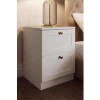 FWStyle Panelled 2 Drawer Bedside Chest (H) 55cm (W) 40cm (D) 40cm Extra Deep Drawers in White