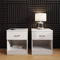 FWStyle Pair Of 1 Drawer Open Shelf White Nightstands