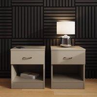 FWStyle Pair Of 1 Drawer Open Shelf Putty Nightstands in Beige