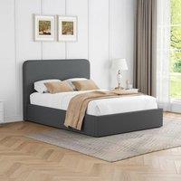 FWStyle Grey Upholstered Small Double Ottoman Lift Up Storage Bedframe