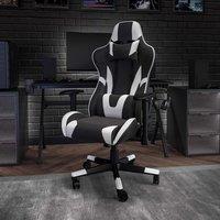 FWStyle Black & White Bucket Seat Racer Gaming Chair Faux Leather