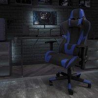 FWStyle Black & Blue Bucket Seat Racer Gaming Chair Faux Leather