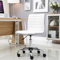 FWStyle White Faux Leather Low Back Designer Office Chair