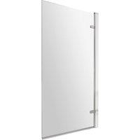 Balterley 8mm Safety Glass Reversible Hinged Straight Shower Bath Screen, Chrome in Silver