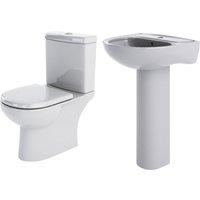 Balterley Ridley Ceramic Suite: Toilet w/ Soft-Close Seat & 560mm Basin Pedestal in White