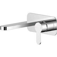 Balterley Pride Round Wall Mount 2 TH Basin Mixer Tap, Back Plate Chrome in Silver