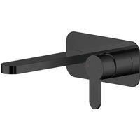 Balterley Pride Round Wall Mount 2 TH Basin Mixer Tap, Back Plate Matt Black