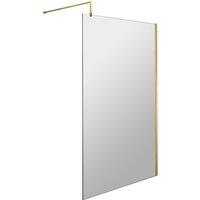 Balterley 8mm Wetroom Screen & Support Bar: 1000mm x 1850mm, Brushed Brass in Metallics