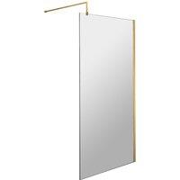 Balterley 8mm Wetroom Screen & Support Bar: 800mm x 1850mm, Brushed Brass in Metallics