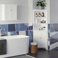Kleankin Corner Bathroom Cabinet Freestanding Bathroom Storage Unit Open Shelves in White