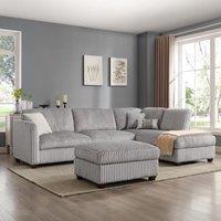 Home Detail Ben Right-Hand Corner Sofa with Footstool in Grey | Size: 4 Person