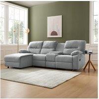Home Detail Jacob 3 Seater Recliner Sofa With Chaise in Light Grey