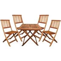 Samuel Alexander 4 Person Folding Square Wooden Garden Dining Table Chairs Set in Brown