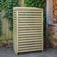 Samuel Alexander 68cm x 1.2m Wooden Outdoor Garden Single Wheelie Bin Store Storage in Brown