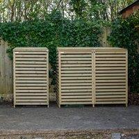 Samuel Alexander 2.02m x 1.22m Large Wooden Outdoor Garden Triple Wheelie Bin Store Storage for 3 Bins in Brown