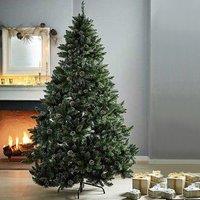 Samuel Alexander 7ft (2.1m) Tall Rocky Mountain Pine Christmas Tree with 1208 Snow Tipped Branches & Pinecones in Green