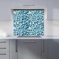 Warren Reed - Designer Watercolour Leopard Print Kitchen Splashback in Blue | Size: 700mm x 650mm