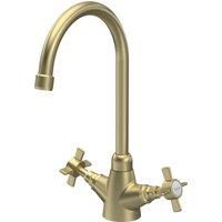 Balterley Traditional Kitchen Sink Mono Mixer Tap - Brushed Brass Crosshead in Metallics