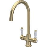 Balterley Traditional Kitchen Sink Mono Mixer Tap - Brushed Brass Lever Handles in Metallics