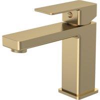 Balterley Square Mono Basin Mixer Sink Tap, Dual Lever Control - Brushed Brass in Metallics