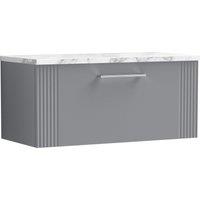 Balterley 1 Drawer Wall Hung Vanity Unit Marble Laminate Worktop, Grey 800mm
