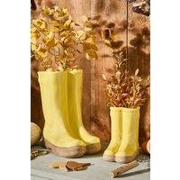 Dibor Set of 2 Small & Large Yellow Wellington Ceramic Indoor Outdoor Planters
