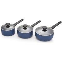 Morphy Richards 3 Piece Aluminium Saucepan Set in Blue | Size: Medium