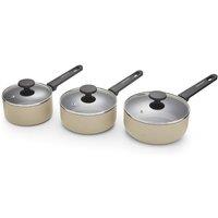 Morphy Richards 3 Piece Aluminium Saucepan Set in Cream | Size: Medium