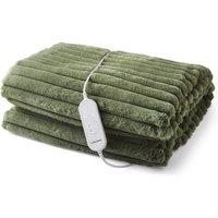 Morphy Richards EverCosy Small Luxury Striped Fleece Electric Heated Throw in Green | Size: Double