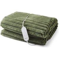 Morphy Richards EverCosy Large Luxury Striped Fleece Electric Heated Throw in Green | Size: Double