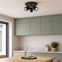 Loops Sleek Black Triple Round Ceiling Spotlight GU10 for Bathroom Lighting