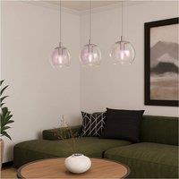 Loops Stylish Chrome Triple Glass Pendant Ceiling Light with E27 Fitting in Metallics